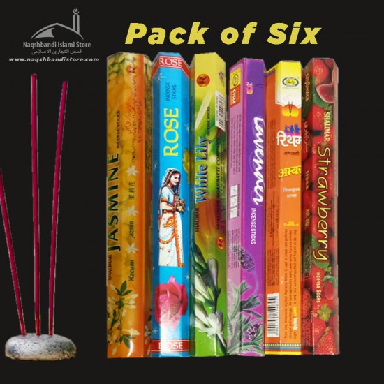 Incense Sticks Pack of 6 Jasmine, Rose, White lily, Lavender, Amber, Strawberry