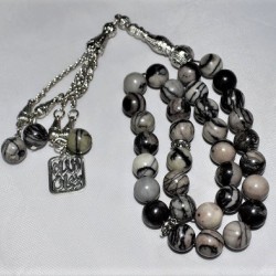 Real Marble Beads 33 Counts With Grey Marble 10 MM