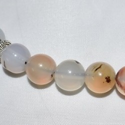 White Real Marble Beads 33 Counts 10 MM With Silver Imam Subhan Allah 