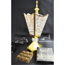 White Golden Metal Electric Incense Burner 