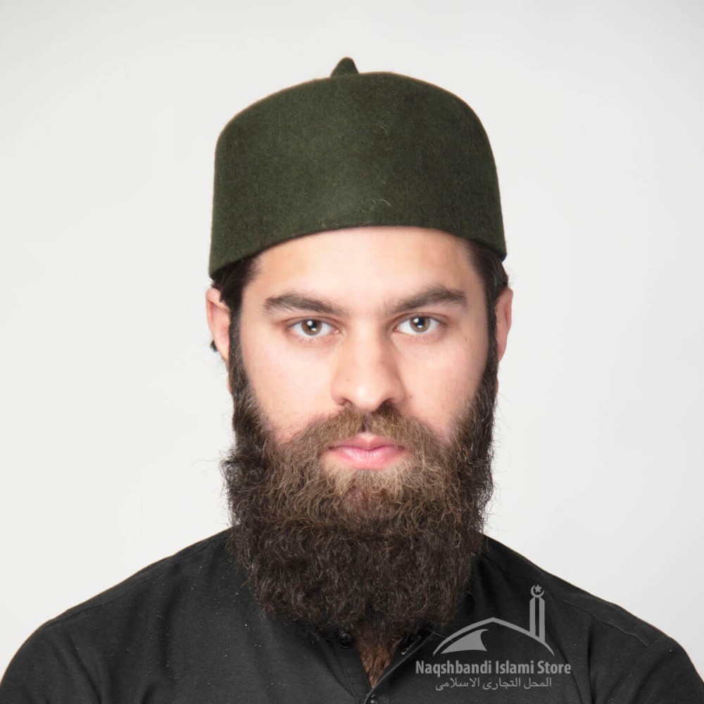 Mehndi Green Rumi Wool Hat – Elegant & Comfortable