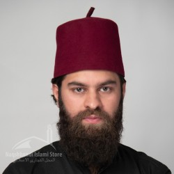 Traditional Ottoman Turkish Fez Cap – Premium Felted Wool Maroon Hat | Islamic & Sufi Headwear