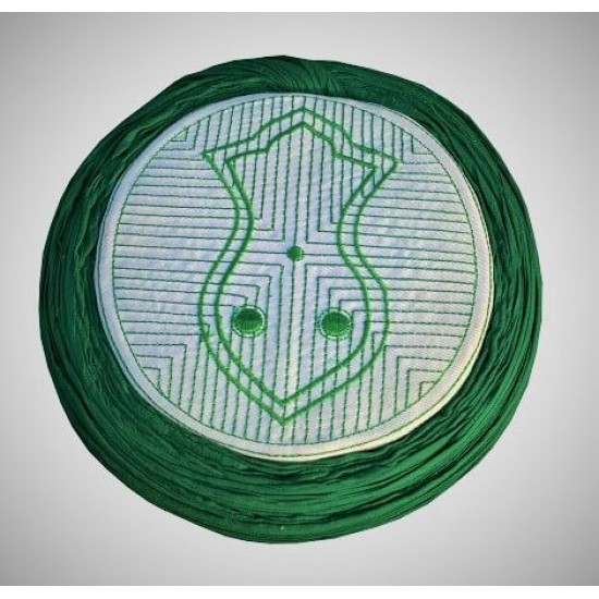 Handmade Green Nalain Imama Hat 7 Meters Green Wrapping on White Cap