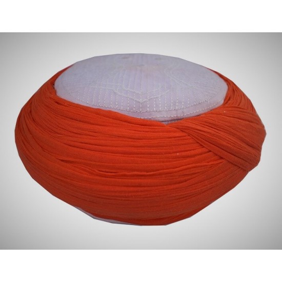 Handmade Green Nalain Imama Hat 9 Meters Orange Wrapping on White Cap