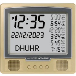 Square Athan Desk Clock with Full Azan Display - Muslim Prayer Clock