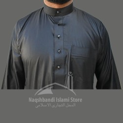Elegant Black Thobe in Premium Shiny Fabric