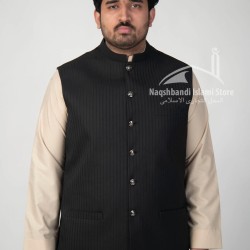 Men’s Black Waistcoat – Premium Suiting | Traditional Pakistani Vest Coat