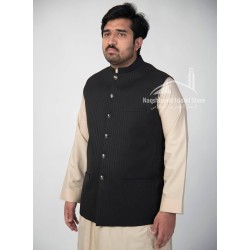 Men’s Black Waistcoat – Premium Suiting | Traditional Pakistani Vest Coat