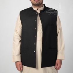 Men’s Black Waistcoat – Premium Suiting | Traditional Pakistani Vest Coat