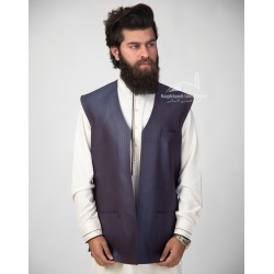 Men’s Blue Lining Vest Coat – Premium Tropical Suiting Traditional Waistcoat