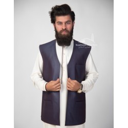 Men’s Blue Lining Vest Coat – Premium Tropical Suiting | Islamic Waistcoat
