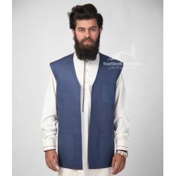 Men’s Royal Blue Vest Coat – Premium Tropical Suiting | Islamic Waistcoat