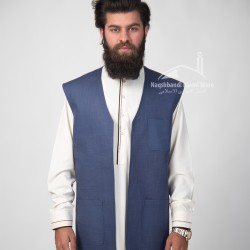 Men’s Royal Blue Vest Coat – Premium Tropical Suiting | Islamic Waistcoat