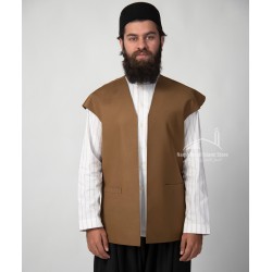 Traditional Turkish-Style Brown Waistcoat – Wide Shoulder Vest