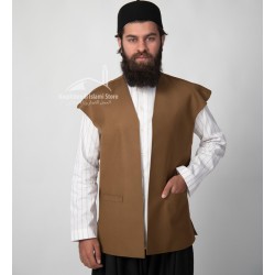 Traditional Turkish-Style Brown Waistcoat – Wide-Shoulder Men’s Vest