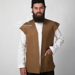 Traditional Turkish-Style Brown Waistcoat – Wide-Shoulder Men’s Vest