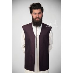 Elegant Plain Maroon Waistcoat – Classic Sleeveless Vest for Men