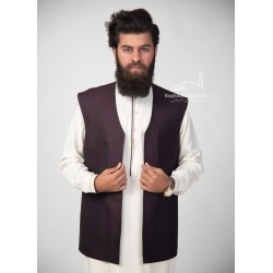 Elegant Plain Maroon Waistcoat – Classic Men’s Sleeveless Vest with 3 Pockets