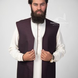 Elegant Plain Maroon Waistcoat – Classic Men’s Sleeveless Vest with 3 Pockets
