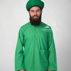 Sufi Muslim Casual Shirt – Light Green Mandarin Collar Turkish-Style Shirt