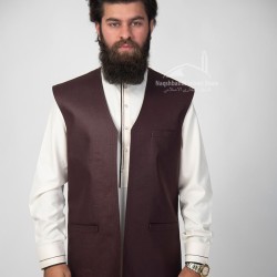 Men’s Deep Maroon Waistcoat – Elegant Traditional Vest for Shalwar Kameez