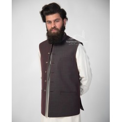Men’s Dark Maroon Vest Coat – Premium Tropical Suiting Traditional Waistcoat