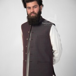 Men’s Dark Maroon Vest Coat – Premium Tropical Suiting Traditional Waistcoat