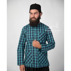 Plaid Checkered Muslim Casual Shirt – Full-Sleeve Cotton Islamic Shirt