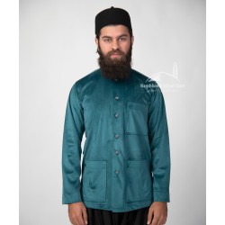 Teal Green Velvet Shirt – Full Sleeve Premium Islamic Wear