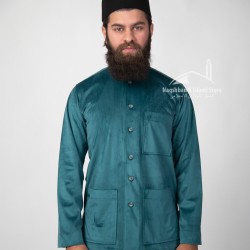 Teal Green Velvet Shirt – Full Sleeve Premium Islamic Wear