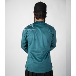 Teal Green Velvet Shirt – Full Sleeve Premium Islamic Wear