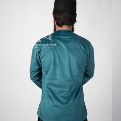 Teal Green Velvet Shirt – Full Sleeve Premium Islamic Wear