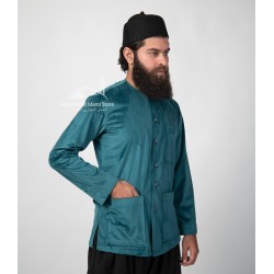 Teal Green Velvet Shirt – Premium Full-Sleeve Men’s Islamic Shirt