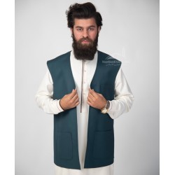 Men’s Green Waistcoat – Elegant Traditional Vest for Shalwar Kameez