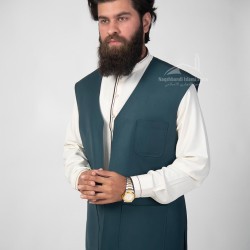 Men’s Green Waistcoat – Elegant 3-Pocket Traditional Vest for Shalwar Kameez