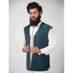 Men’s Green Waistcoat – Elegant Traditional Vest for Shalwar Kameez