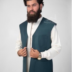 Men’s Green Waistcoat – Elegant Traditional Vest for Shalwar Kameez
