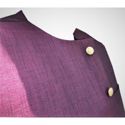 Graceful Round Neck Vest Coat – Men’s Maroon Waistcoat with Gold-Tone Buttons