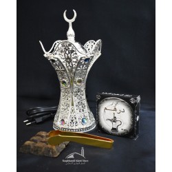 Silver Stone Electric Burner with Moon Crown Incense Burner