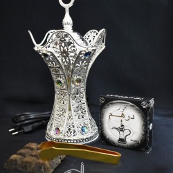 Silver Stone Electric Burner with Moon Crown Incense Burner