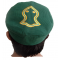 Dark Green Nalain Kufi Cap – Embroidered Velvet Hat with the Blessed Symbol of the Prophet ﷺ