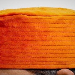 Orange Nalain Kufi Cap – Embroidered Velvet Hat with Blessed Symbol of the Prophet ﷺ