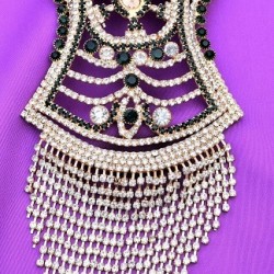 Green and White Pearls Nalain Sharif Very Large Badge