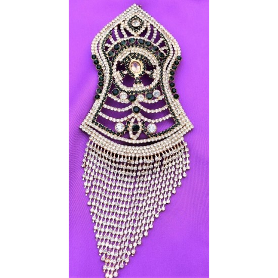 Green and White Pearls Nalain Sharif Very Large Badge