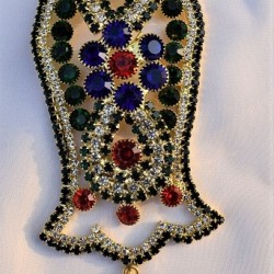 New Green Dominated Pearls Nalain Sharif Large Badge