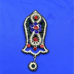 New Green Dominated Pearls Nalain Sharif Large Badge