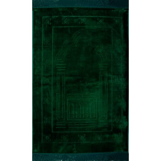 Double Layered Dark Green Velvet Prayer Rug