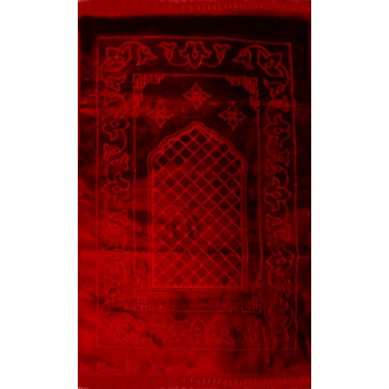 Double Layered Soft Padded Mat Maroon Velvet Prayer Rug