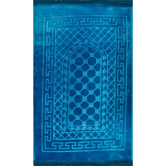 Double Layered Sea Blue Velvet Prayer Rug