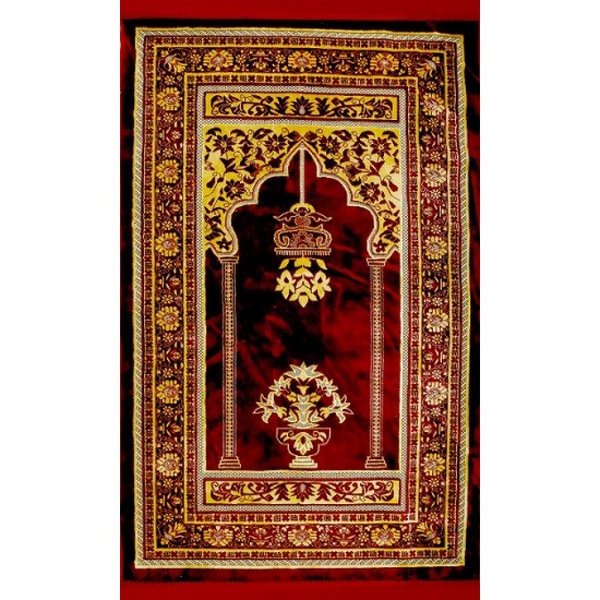 Maroon Golden Prayer Rug